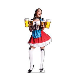 Oktoberfest Woman in Red Cardboard Cutout