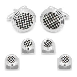 Onyx and Mother of Pearl Checker Stud Set