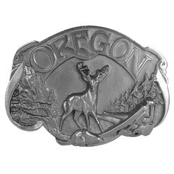 Oregon Elk Antiqued Belt Buckle