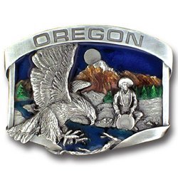 Oregon Gold Miner Enameled Belt Buckle