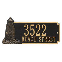 Personalized 2 Line Lighthouse Rectangle Address Plaque