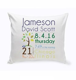 Personalized Baby Boy Announcement Throw Pillow