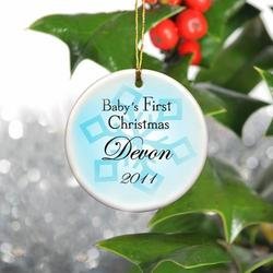 Personalized Baby Boy's First Christmas Ceramic Ornament
