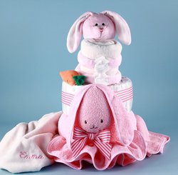 Personalized Baby Girl Ricki Rabbit Diaper Cake