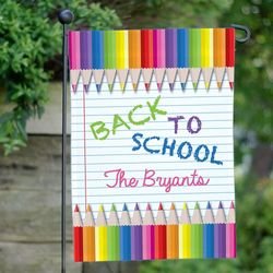 Personalized Back to School Rainbow Pencils Flag