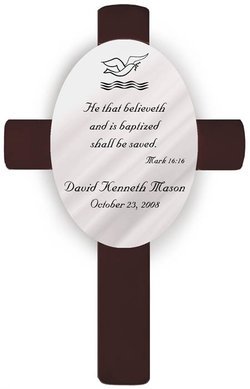 Personalized Baptism Cross - Mark 16:16