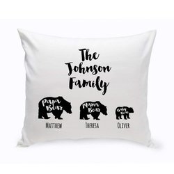 Personalized Bear Family Throw Pillow