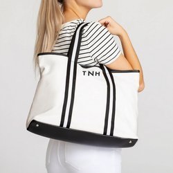 Personalized Black And White Canvas Tote
