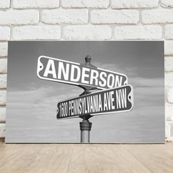 Personalized Black and White Street Sign Canvas