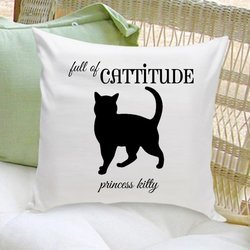 Personalized Cat Silhouette Throw Pillow - Script