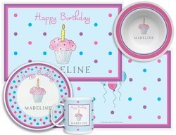 Personalized Childrens Birthday Cupcake 4 Piece Table Set
