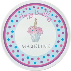 Personalized Childrens Birthday Cupcake Dining Plate