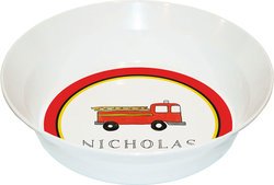 Personalized Childrens Firetruck Dining Bowl