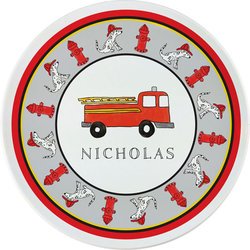 Personalized Childrens Firetruck Dining Plate