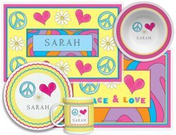 Personalized Childrens Peace Love Eat 4 Piece Table Set