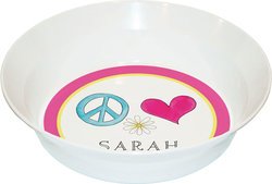 Personalized Childrens Peace Love Eat Dining Bowl