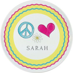 Personalized Childrens Peace Love Eat Dining Plate