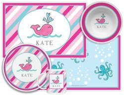 Personalized Childrens Preppy Whale 4 Piece Table Set