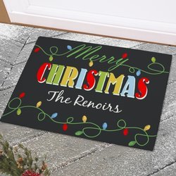 Personalized Christmas Lights Doormat