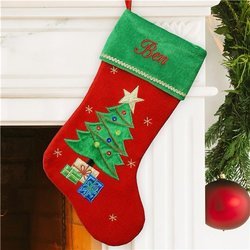 Personalized Christmas Tree Velvet Stocking