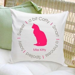 Personalized Circle of Love Cat Silhouette Throw Pillow
