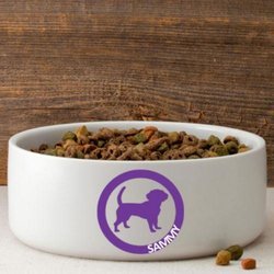 Personalized Circle of Love Silhouette Large Dog Bowl