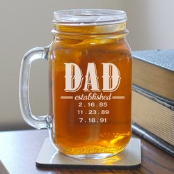 Personalized Dad Established Mason Jar