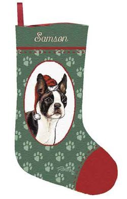 Personalized Dog Christmas Stocking - Boston Terrier