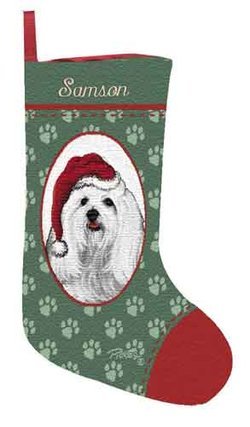 Personalized Dog Christmas Stocking - Maltese