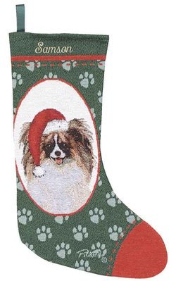 Personalized Dog Christmas Stocking - Papillon