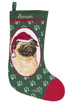 Personalized Dog Christmas Stocking - Pug