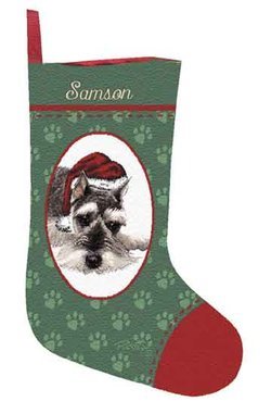 Personalized Dog Christmas Stocking - Schnauzer