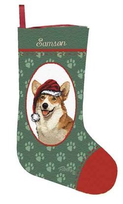 Personalized Dog Christmas Stocking - Welsh Corgi