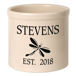 Personalized Dragonfly 2 Gallon Stoneware Crock