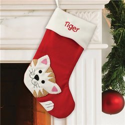 Personalized Embroidered Cat Stocking