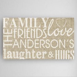 Personalized Family & Friends Canvas Print - Burlap Design