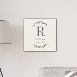 Personalized Family Initial Vine 18" x 18" Canvas Signs