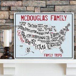 Personalized Family Map Art - Sea to Shining Sea