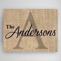 Personalized Family Name & Initial Canvas Sign