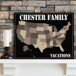 Personalized Family Travel Map - Earth Tones