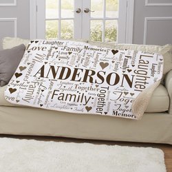 Personalized Family Word Art Sherpa Blanket