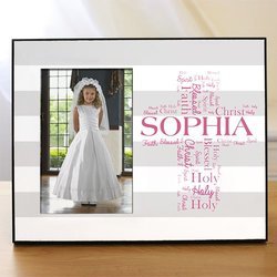 Personalized First Communion Picture Frame- Cross