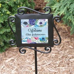 Personalized Floral Garden Stake