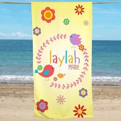 Personalized Flower Beach Towel