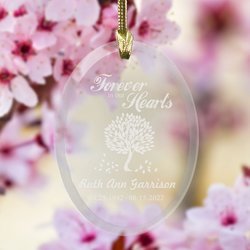 Personalized Forever In Our Hearts Glass Ornament