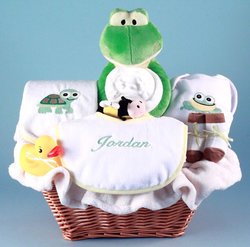 Personalized Frog and Pals Baby Gift Basket