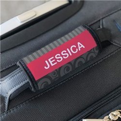 Personalized Girl Stripes And Swirls Luggage Grip