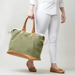 Personalized Green Washed Canvas Weekender