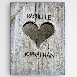 Personalized Hand Carved Heart Canvas