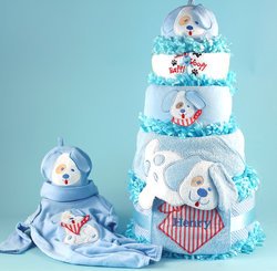 Personalized Happy as a Puppy Baby Boy Diaper Cake